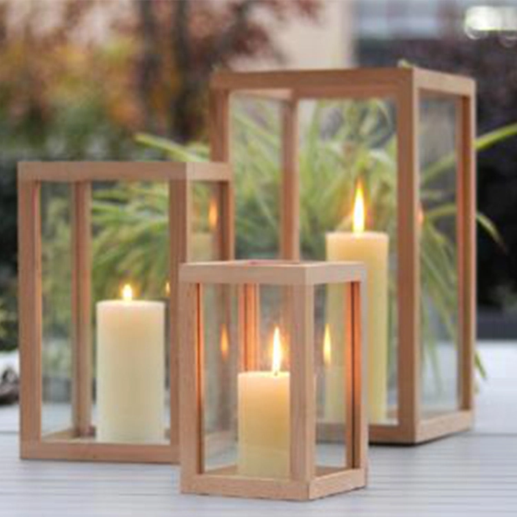 WL86 Esschert Design Set of 4 Indoor Garden Wholesale Decor Wood Candle Lanterns Holder