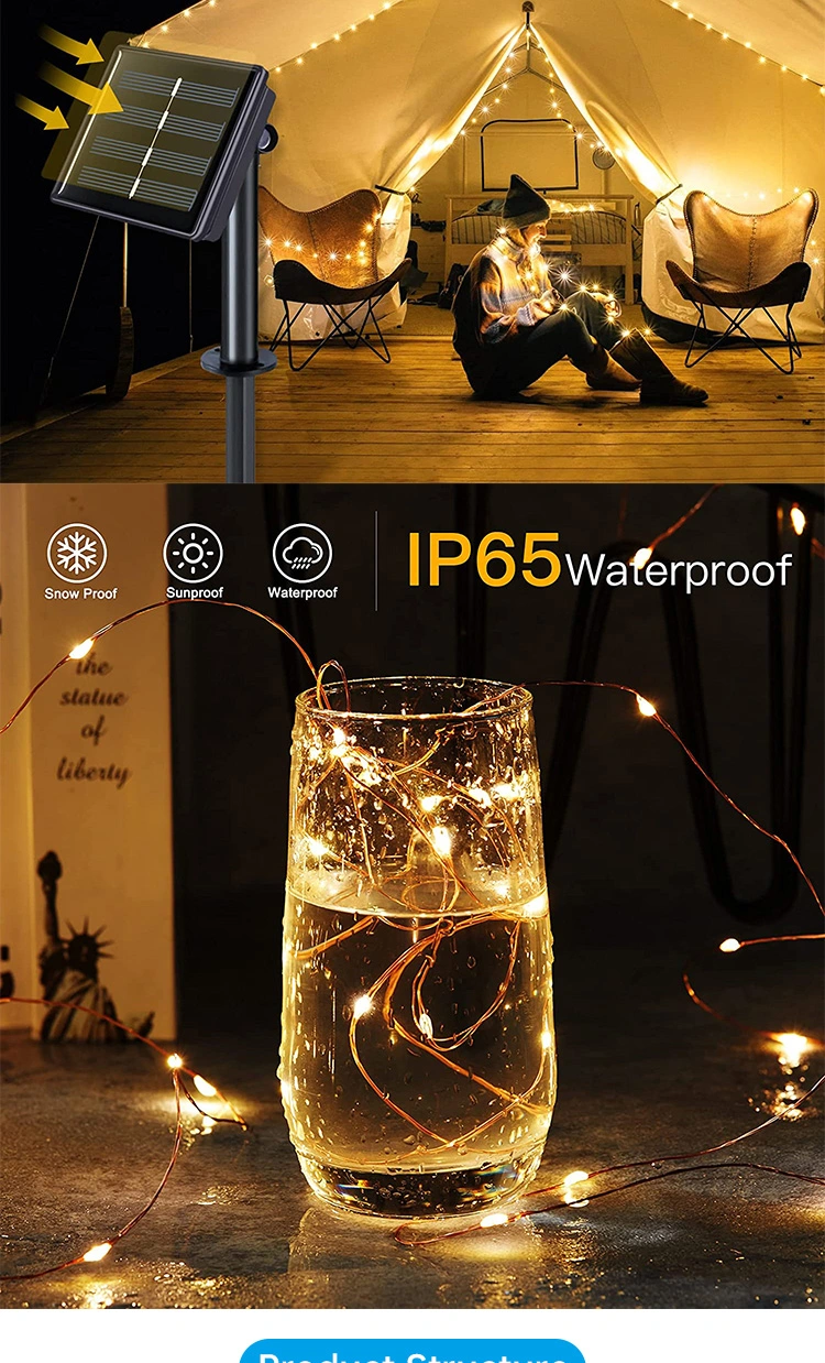 High Quality Cheap Price Holiday Lighting Outdoor Waterproof Solar Christmas Decoration Tree Light LED String Light