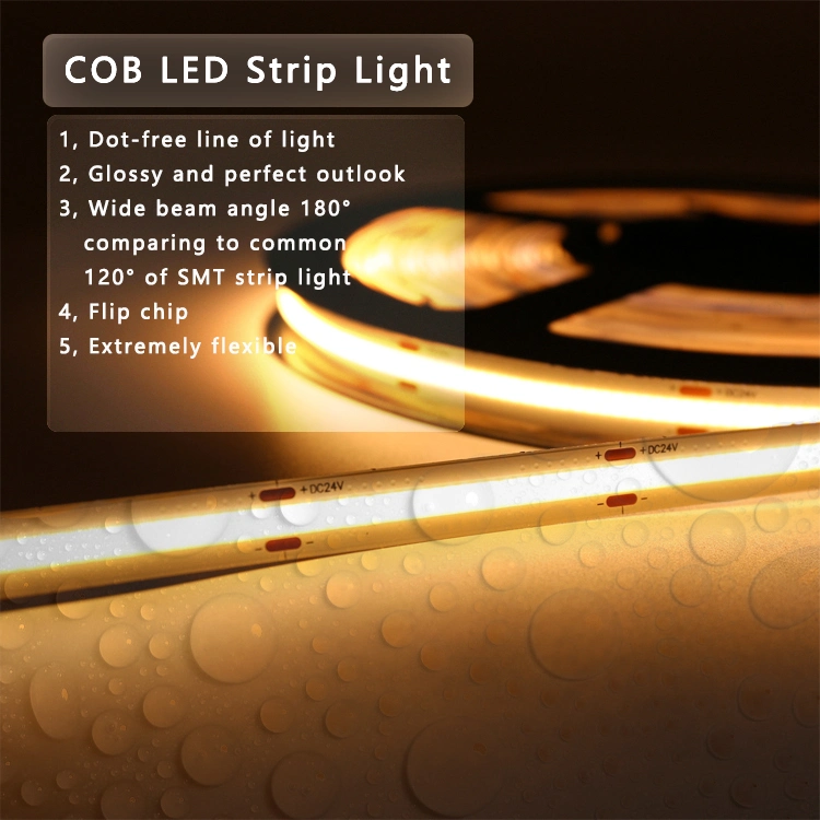 Flexible COB RGB Smart Dream Color Magic Digital 5V Addressable LED Strip High Density No Spot 480LEDs/M Sk6812 Strip Lights