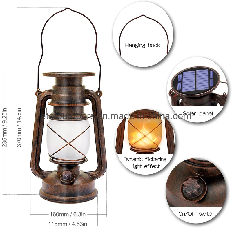 Popular Outdoor Lantern Solar Powered Camping LED Vintage Solar Lantern, Hurricanes Lantern, Christmas Light, Retro Lantern Price 10% off