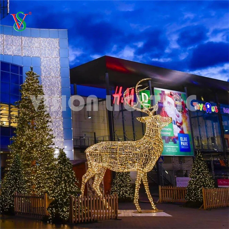 Outdoor Holiday Christmas Decoration 3D Deer Motif Lighting