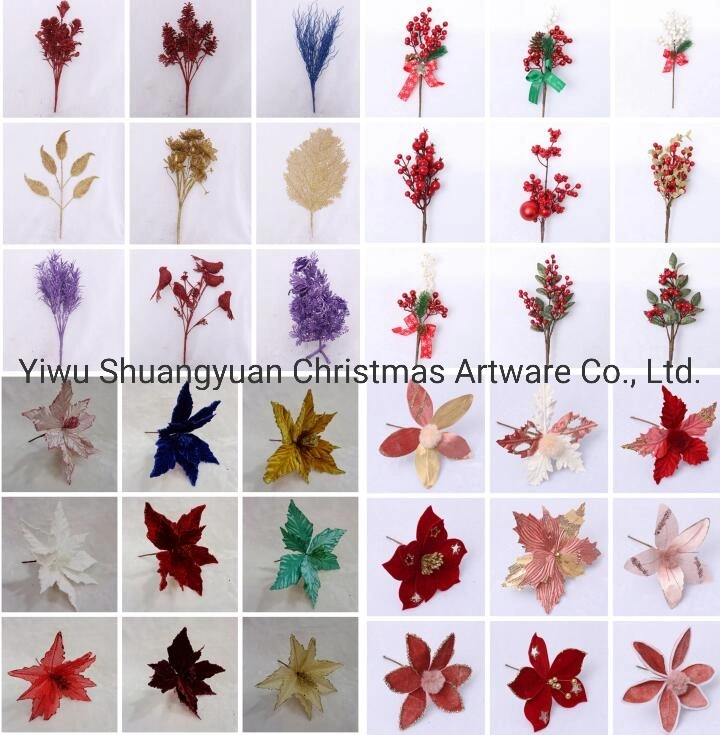 Red Maple Leaves Faux Plastic Christmas Branches Christmas Ornaments