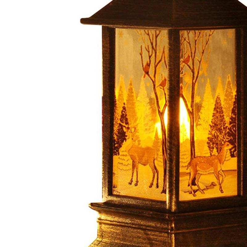Jorlo Christmas Lantern Christmas Supplies Christmas Candlestick LED Lamp Light Hanging Lantern Crafts Desk Xmas Ornament