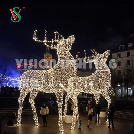 Outdoor Holiday Christmas Decoration 3D Deer Motif Lighting