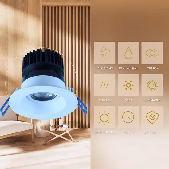 55mm Cut out Smart Bathroom Bedroom Square Round LED Indoor Commercial Lighting Panel Recessed Downlight Ceiling Recessed COB Spotlight Spot Down Light