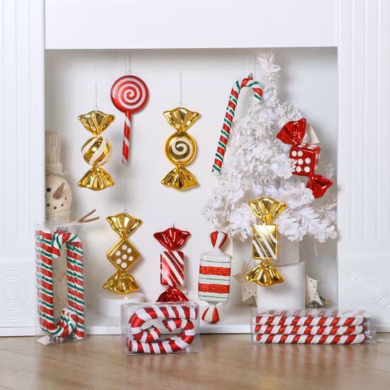 Red Maple Leaves Faux Plastic Christmas Branches Christmas Ornaments