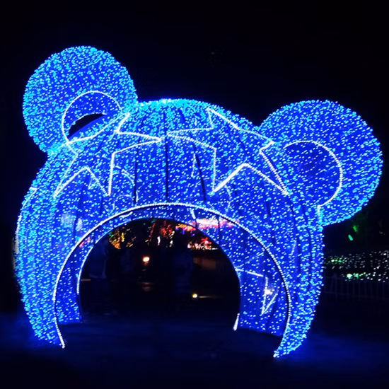 Customized Outdoor Christmas Decorative Lighted Reindeer and Santa Motif Lighting